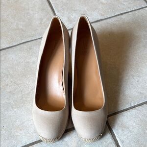 J. Crew Beige Canvas Espadrille Wedge Heels
